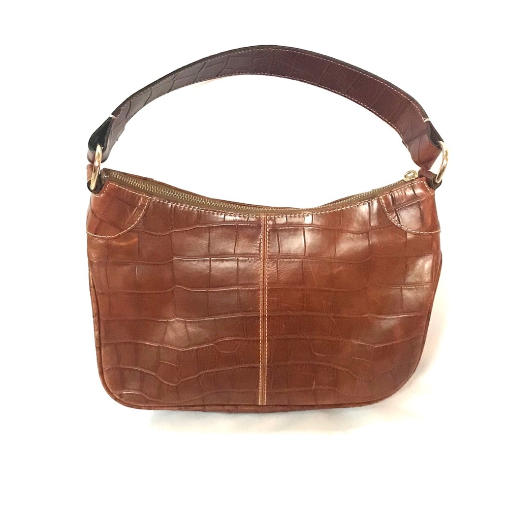 Dooney & Bourke Brown Croc-Embossed Leather Hobo